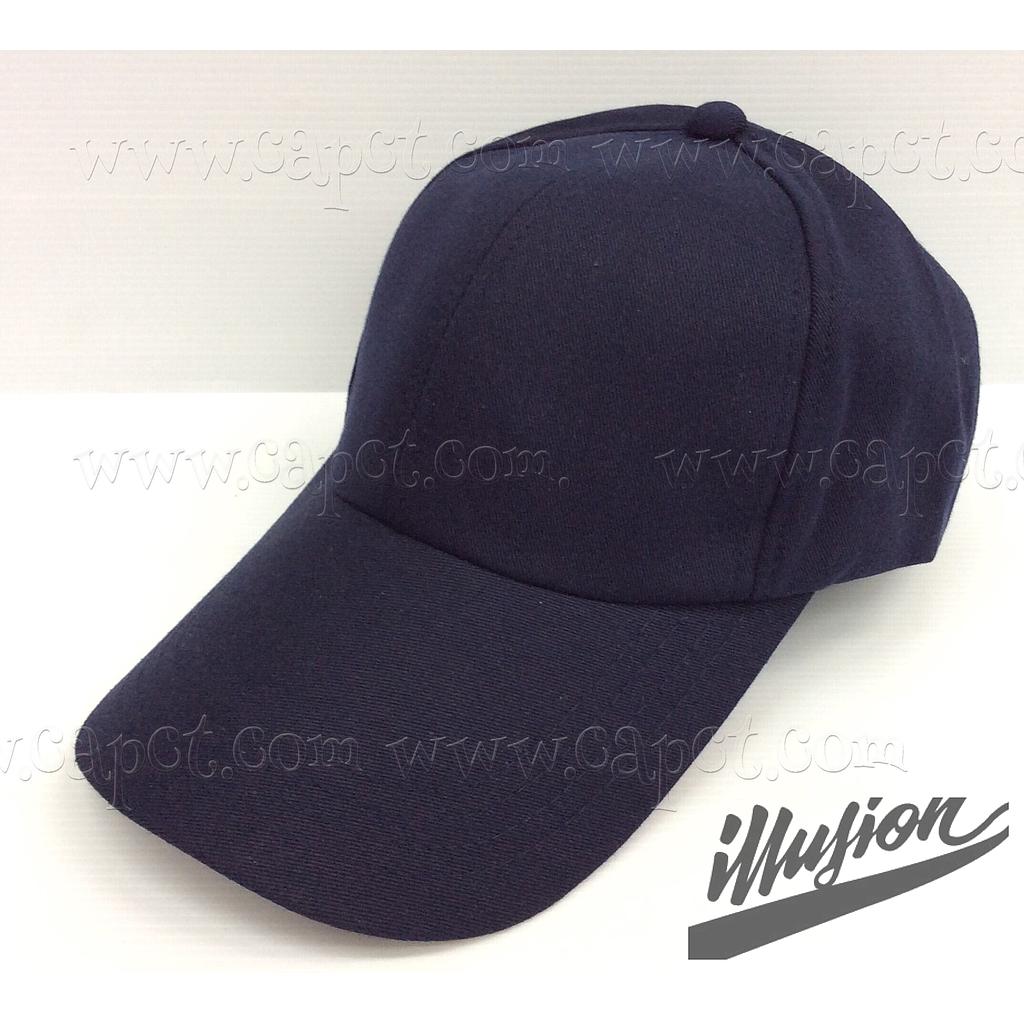 แก๊ปเปล่า ผ้าลายสอง สีกรม